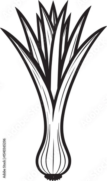 Obraz Leek Black Vector Design – Organic Garden Plant Illustration