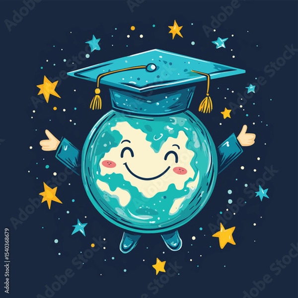 Obraz Earth Day concept with hands protecting the globe. Save our planet vector illustration for environmental conservation. Ecology, sustainability, nature care, green future, harmony
