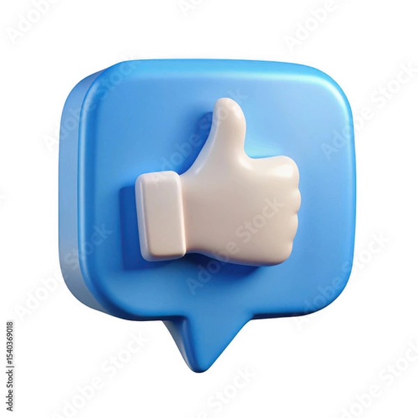 Fototapeta 3d realistic thumbs up icon in blue speech bubble isolated on transparent background