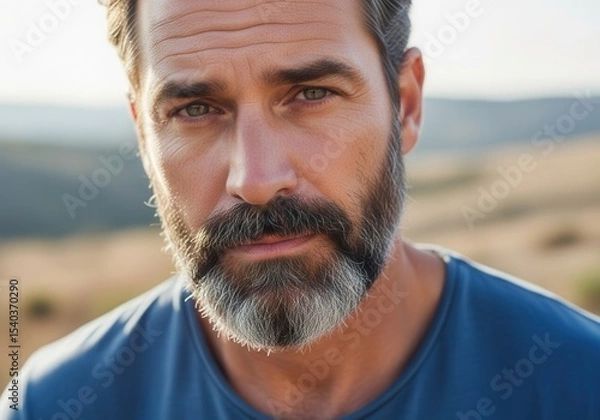Obraz Man with beard in natural landscape