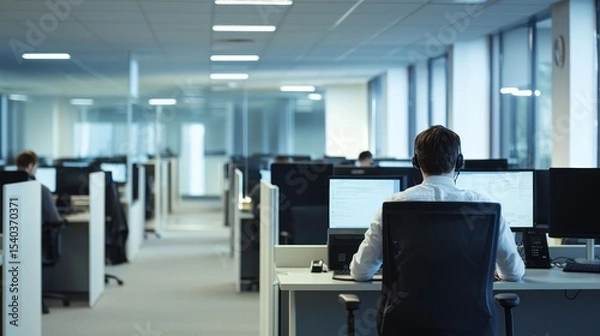 Fototapeta call center supervisor monitoring performance metrics and implementing strategies to improve team productivity and customer satisfaction