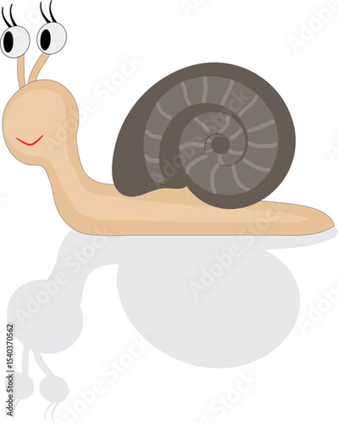 Fototapeta Cute cartoon snail – vector illustration on transparent background. Isolated, editable and ready for use in kids' designs, stickers, educational materials, and more.
