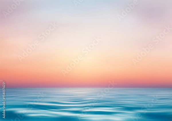 Fototapeta Ocean view and clear sky on the horizon. Calm water and clear sky. Peaceful and minimalist paradise seascape