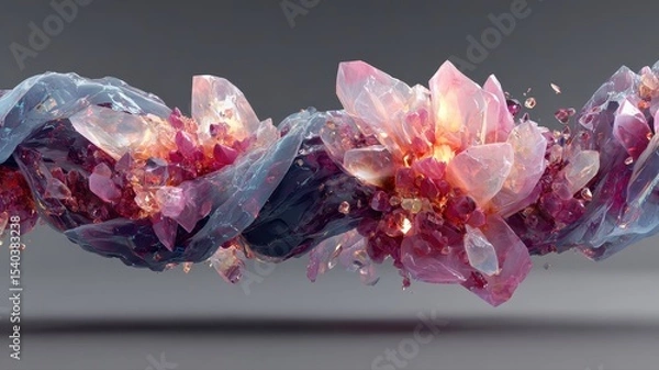 Obraz Abstract Floral Arrangement with Crystals and Colorful Background