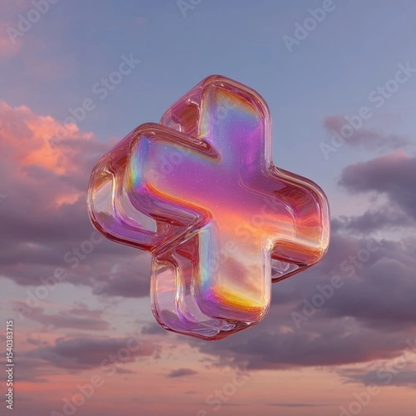Obraz Colorful Abstract Plus Symbol Surrounded by Vibrant Sky at Dusk