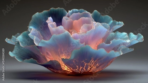 Obraz Elegant Glass Flower Sculpture in Soft Pastel Colors and Glow