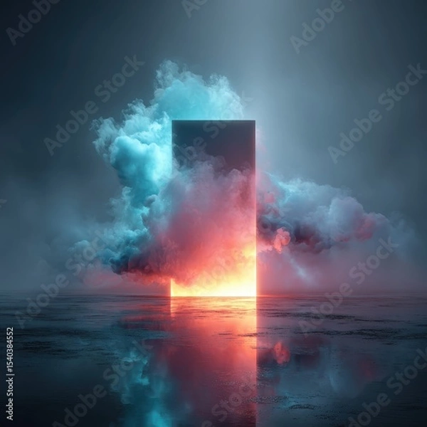 Obraz Ethereal Portal Emerging from Mystic Clouds and Reflected Surface