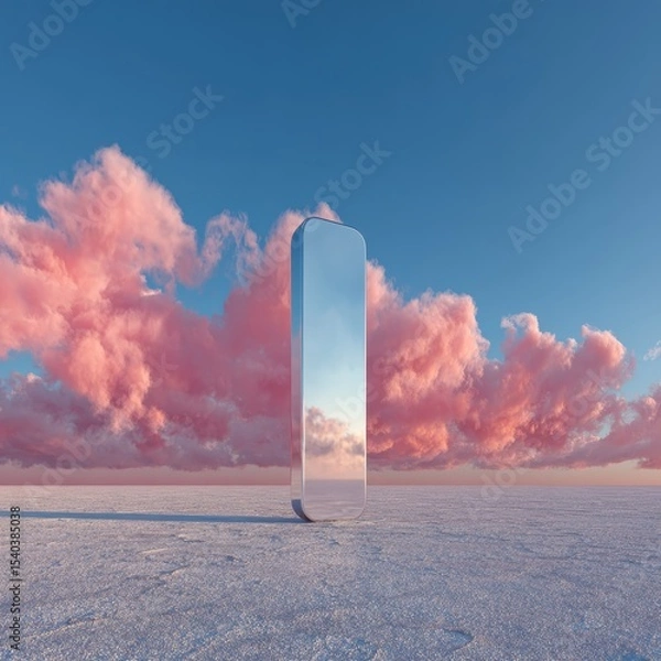 Obraz Reflective Vertical Object Against Colorful Pink and Blue Sky