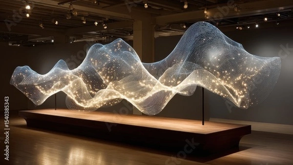 Obraz Ethereal Light Sculpture Displaying Fluid Motion in Modern Gallery
