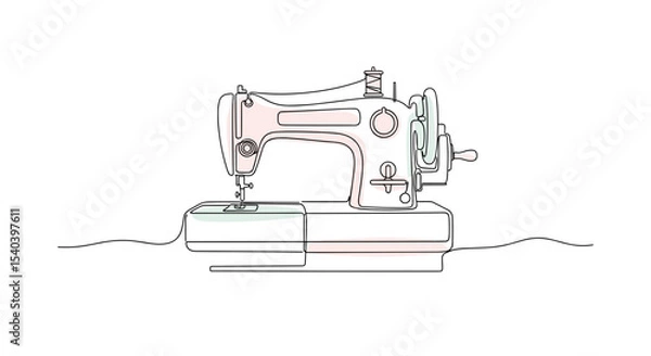 Obraz Sewing machine on white background, simple vector illustration for stylish design