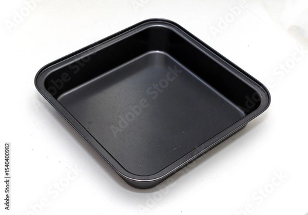 Obraz Clean square empty metal pan isolated on white