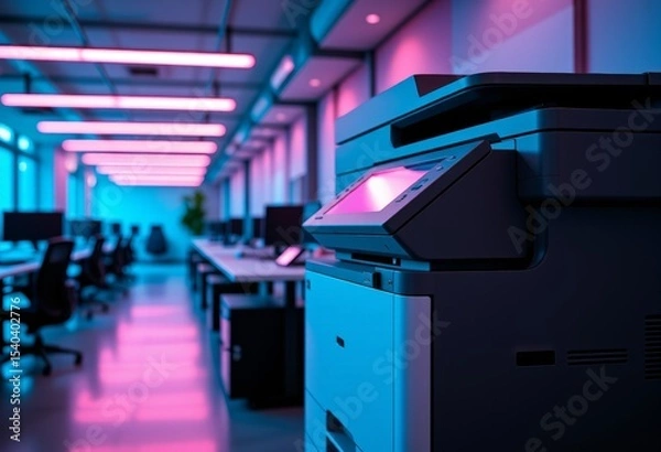 Obraz Modern Office Multifunction Printer Neon Lighting Business Technology Copy Machine