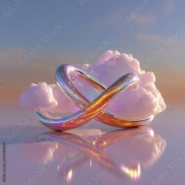 Obraz Abstract Futuristic Design of Colorful Infinity Loop Among Clouds