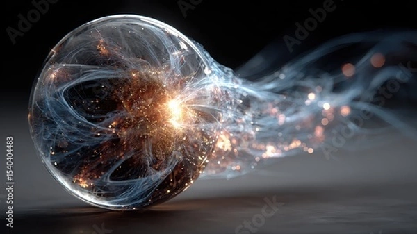 Obraz Intricate Abstract Energy Sphere with Glowing Particles and Light Trails