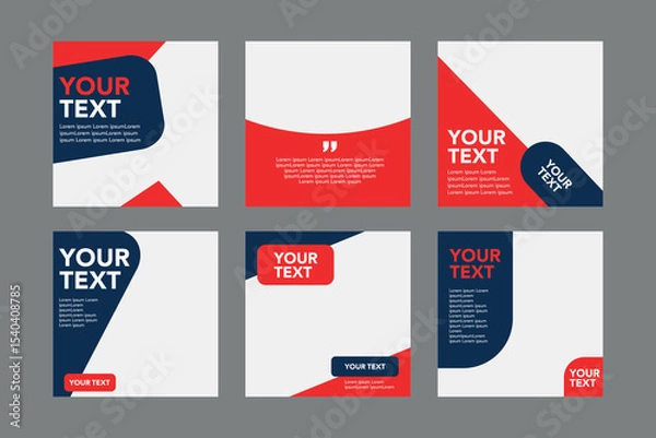 Fototapeta Editable modern minimal square banner templates. Blue, red and white background color. Suitable for social media post and web internet ads with photo college.
