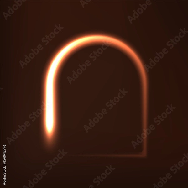 Obraz Glow Warm Light arch frame Isolated in deep brown background