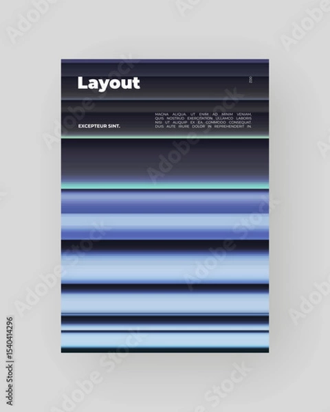 Obraz Abstract Posters Design. Vertical A4 format. Modern placard. Strict and discreet brochure. Stretched pixels effect, colorful stripes, speed gradient.