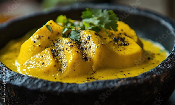 Fototapeta Mole Amarillo - A yellow mole from Oaxaca, made with hoja santa and chilhuacle chilies.