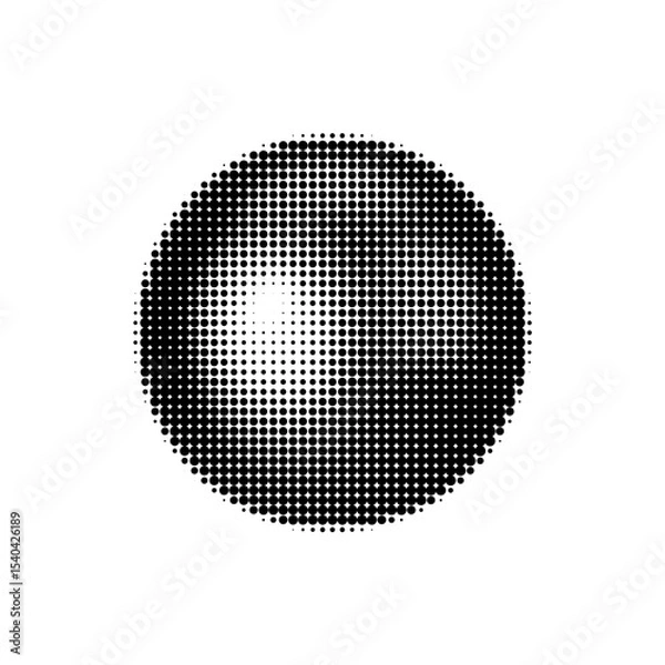 Obraz Halftone sphere vector illustration, perfect for retro design projects, abstract art, and pop art themes. Ideal graphic for backgrounds, tech prints, and modern digital art enthusiasts.