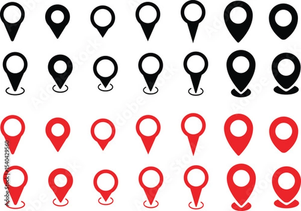 Fototapeta Map navigation pin icon set. Gps location sign. Location icon