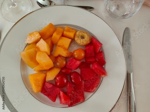 Obraz Plate of fresh fruits and appetizer
