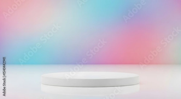 Obraz Pastel Rainbow Background with White Product Display Podium
