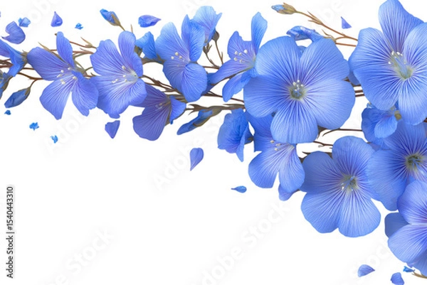 Fototapeta delicate blue flowers with their petals  isolated on white background