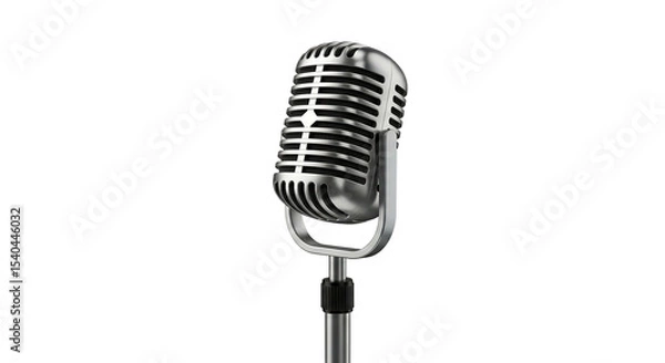 Obraz Vintage microphone silver microphone condenser microphone studio microphone recording microphone classic mic 100 on transparent background