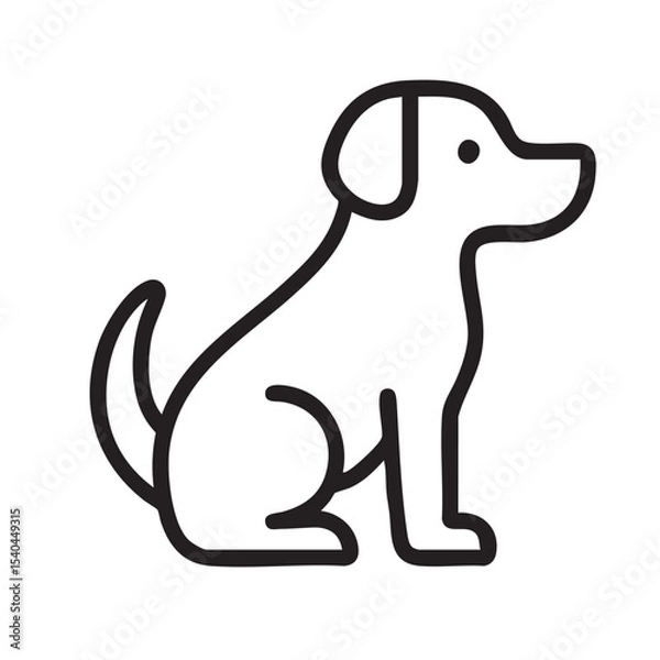 Fototapeta Sitting Dog Icon: A minimalist line drawing of a sitting dog, simple and elegant, perfect for adding a touch of canine charm to any project.