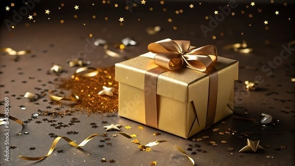 Obraz gift box with golden ribbon