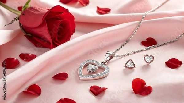 Obraz red rose and pearls