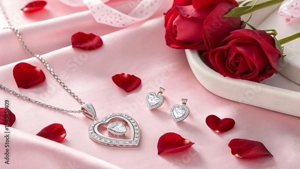 Obraz red rose and heart