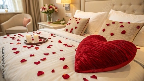 Obraz heart shaped pillow on the bed