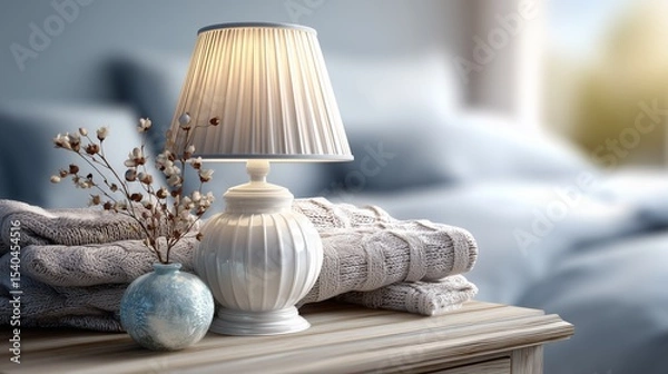 Obraz Cozy home decor setup modern bedroom still life inviting atmosphere close-up view comfort and tranquility
