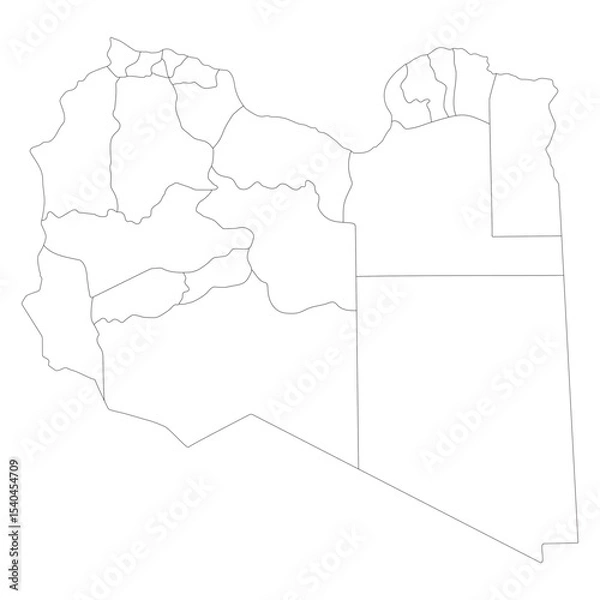 Fototapeta Libya map in district region administrator. Map of Libya district region administrator in white color
