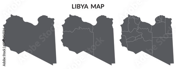 Fototapeta Libya map in set. Map of Libya in set with grey color