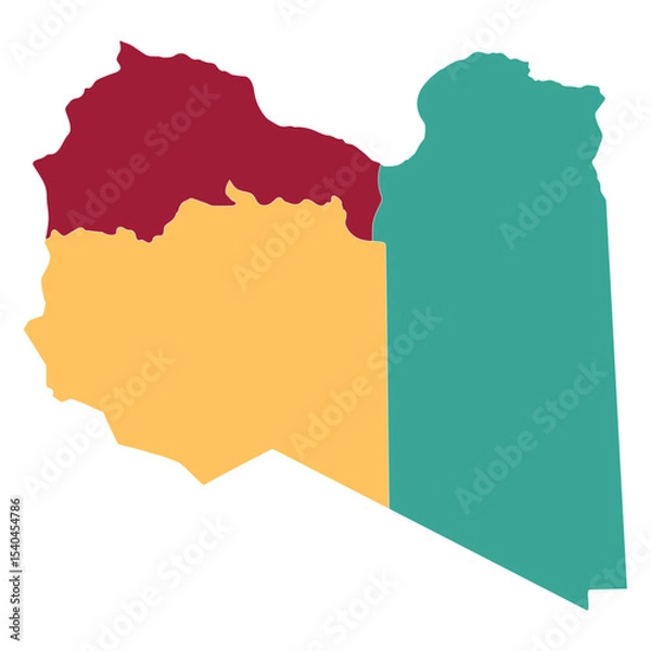Fototapeta Libya map in subdivision regions. Map of Libya subdivision regions in multicolor