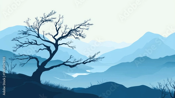 Fototapeta Mountain landscape composition
