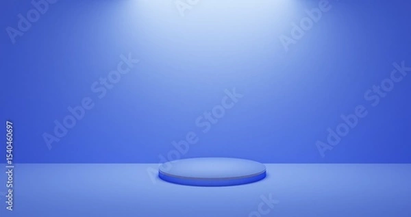 Fototapeta Blue Minimal Podium Stage with Soft Lighting for Branding and Advertising Scene 3D Render
