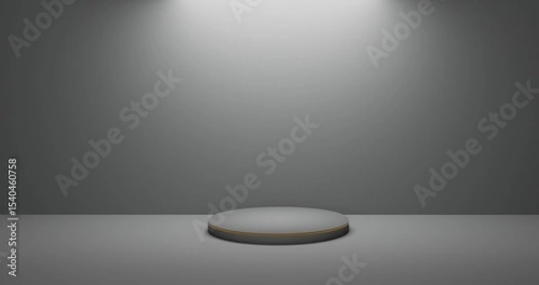 Fototapeta Grey Circular Display Platform in Neutral Studio Light for Product Mockup and Promotion 3D Render