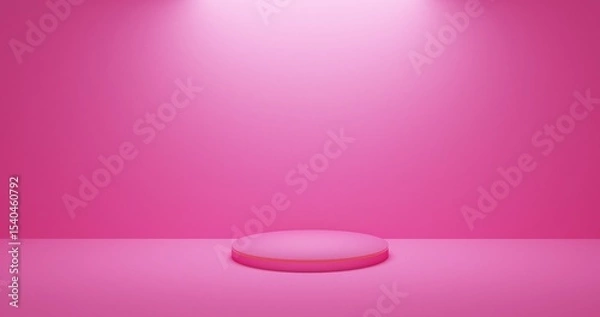 Fototapeta Pink Elegant Podium with Spotlight in Empty Room for Cosmetic or Fashion Showcase 3D Render