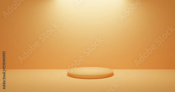Fototapeta Yellow Smooth Platform with Dramatic Lighting for Branding, Marketing Presentation 3D Render