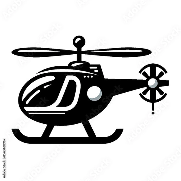 Obraz vector illustration of a helicopter, helicopter, black and white, image, vector, wallpaper