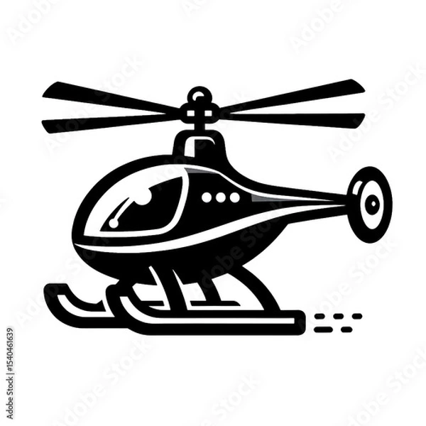 Obraz vector illustration of a helicopter, helicopter, black and white, image, vector, wallpaper