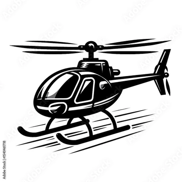 Obraz vector illustration of a helicopter, helicopter, black and white, image, vector, wallpaper