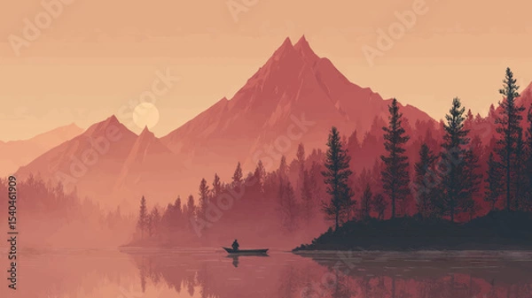 Fototapeta Mountain lake landscape composition