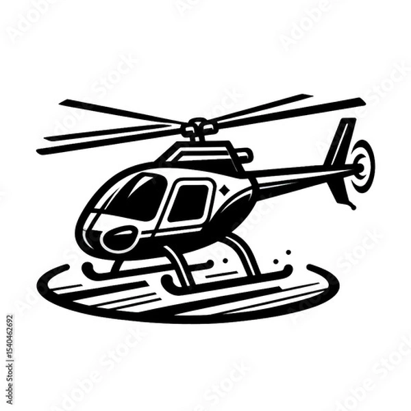 Obraz vector illustration of a helicopter, helicopter, black and white, image, vector, wallpaper