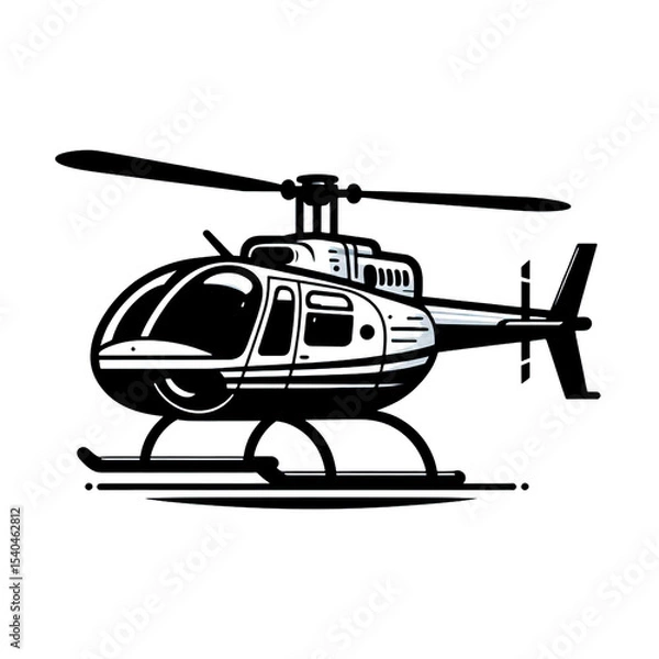 Obraz vector illustration of a helicopter, helicopter, black and white, image, vector, wallpaper