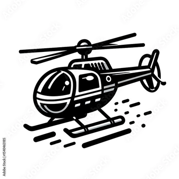 Obraz vector illustration of a helicopter, helicopter, black and white, image, vector, wallpaper