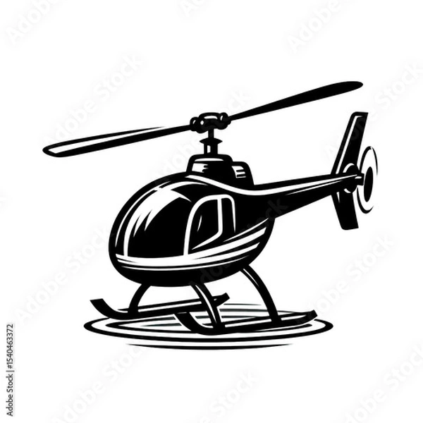Obraz vector illustration of a helicopter, helicopter, black and white, image, vector, wallpaper